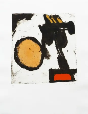 Gravura Guinovart - Sèpia i taronja