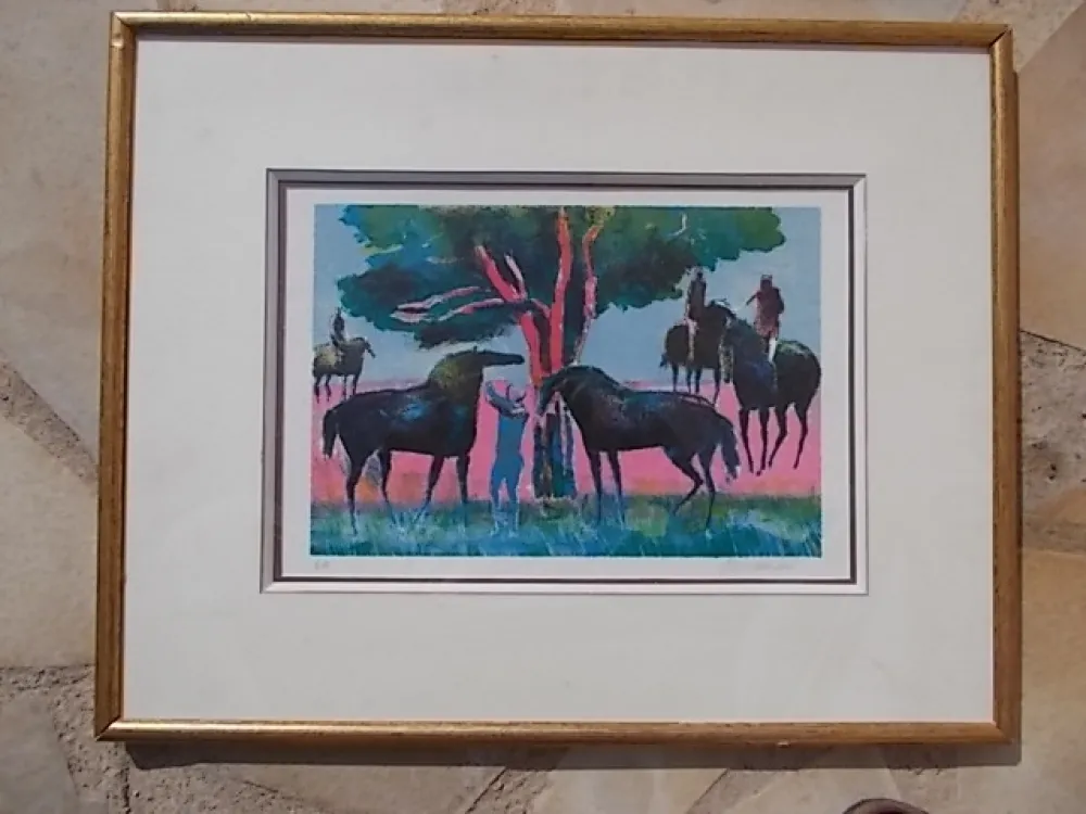 Litografia Guiramand - Les cavaliers