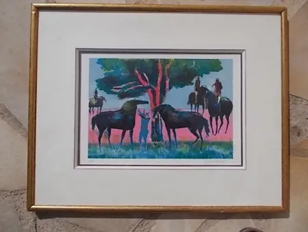 Litografia Guiramand - Les cavaliers