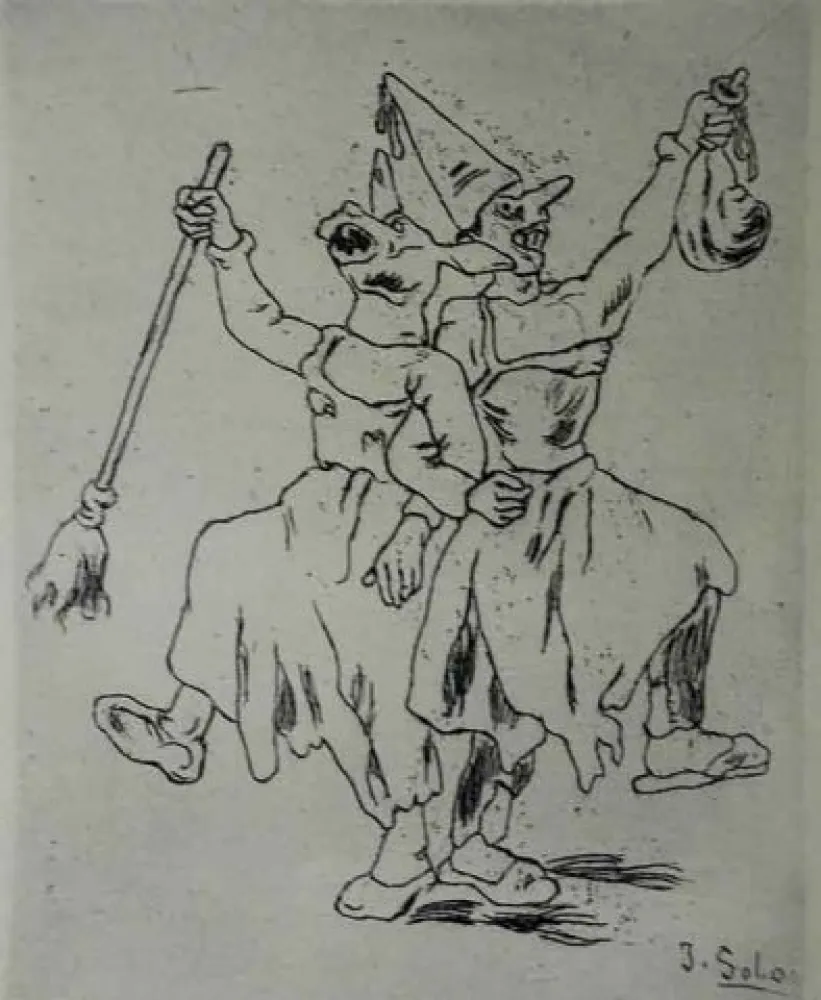 Água-Forte Gutiérrez Solana  - Máscaras bailando cogidas