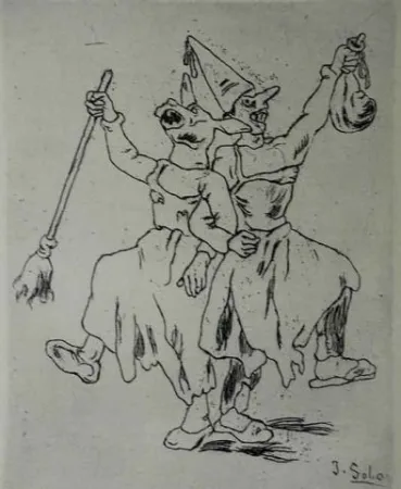 Água-Forte Gutiérrez Solana  - Máscaras bailando cogidas