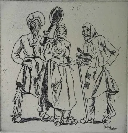 Água-Forte Gutiérrez Solana  - Máscaras de los cocineros