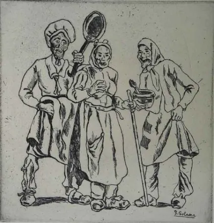 Água-Forte Gutiérrez Solana  - Máscaras  de los cocineros