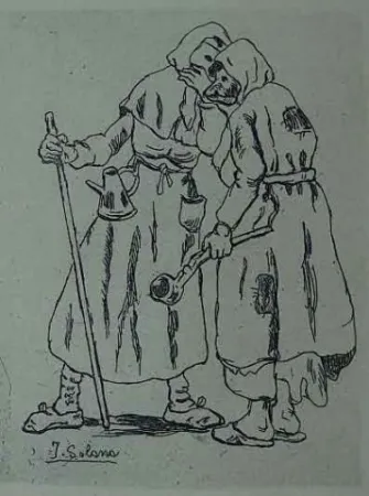 Água-Forte Gutiérrez Solana  - Máscaras hablándose al oido