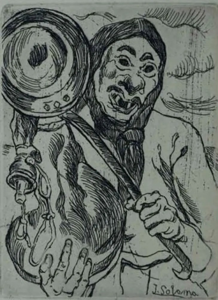 Água-Forte Gutiérrez Solana  - Mascarón