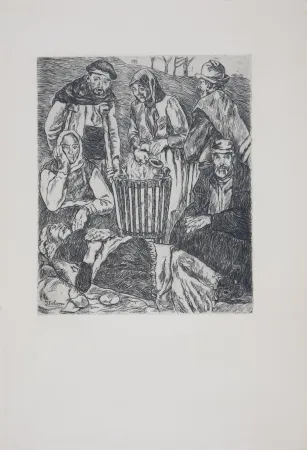 Água-Forte Gutiérrez Solana  - Mendigos calentándose