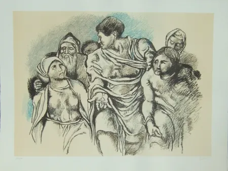 Litografia Guttuso - Omaggio a Michelangelo