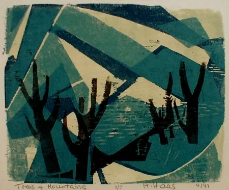 Xilogravura Haas - Trees and Mountains