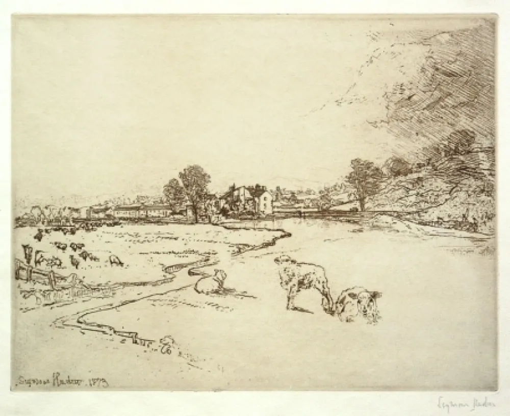 Gravura Haden - Sawley Abbey