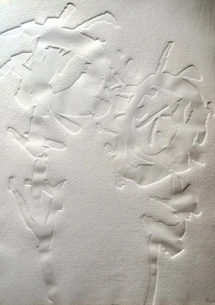 Relevo Hajdu - Etienne HAJDU - Flowers 2 - Hand-signed Relief, 1970 - Gaufrage original signée