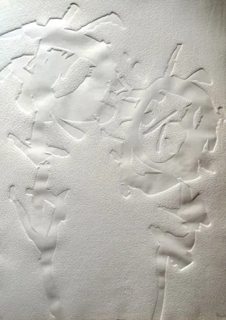 Relevo Hajdu - Etienne HAJDU - Flowers 2 - Hand-signed Relief, 1970 - Gaufrage original signée