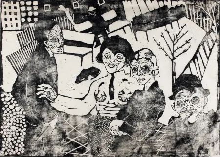 Xilogravura Hamerschlag - Im Hof (In the Courtyard)