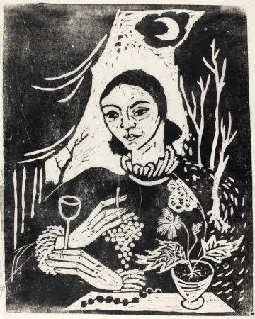 Xilogravura Hamerschlag - Selbstporträt (Selbstbildnis mit Zigarette)