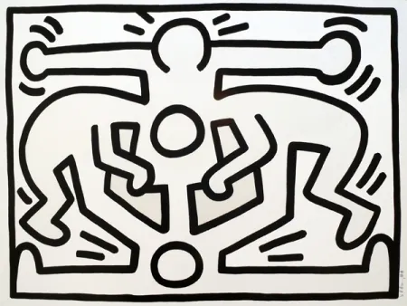 Serigrafia Haring - Growing #2 (B&W) 