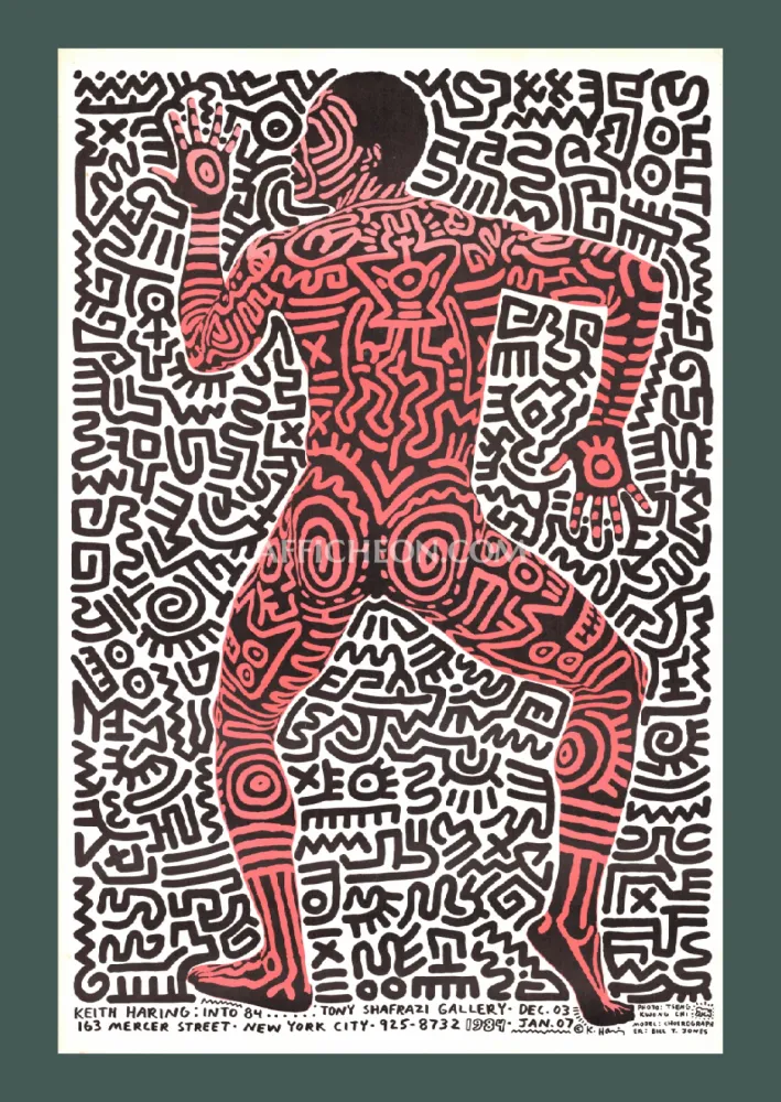 Litografia Haring - 'Into 84' 1983 Offset-lithograph