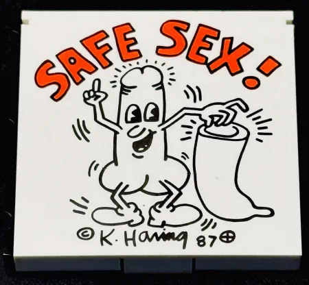 Sem Técnica Haring - Keith Haring (1958–1990) - Safe Sex! - Condom holder with clip - 1987