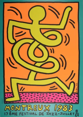 Serigrafia Haring - Montreux Jazz Festival (#B), 1983 - Very large!