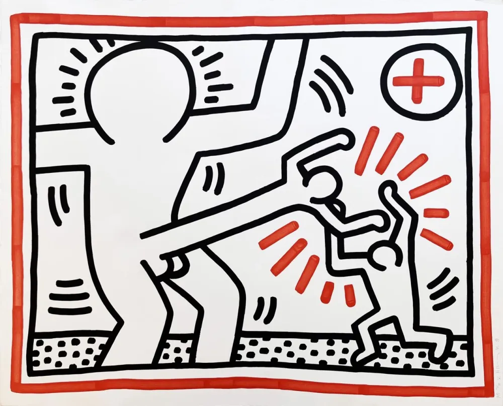 Litografia Haring - Three Lithographs: One Plate
