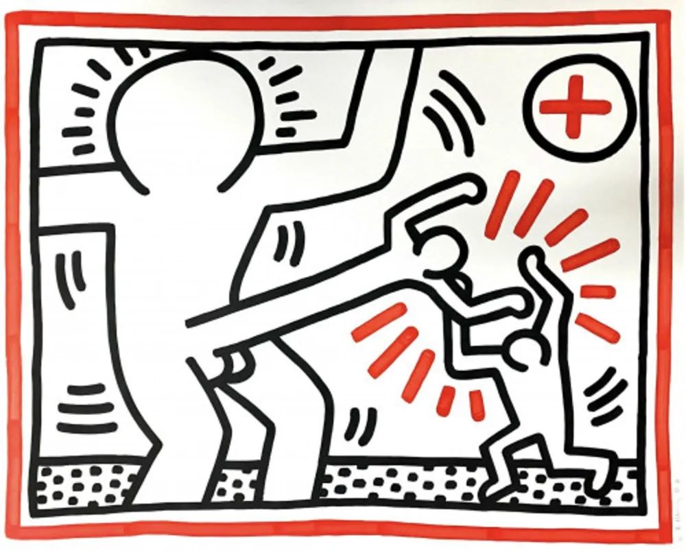 Litografia Haring - Untitled (Cockfight)
