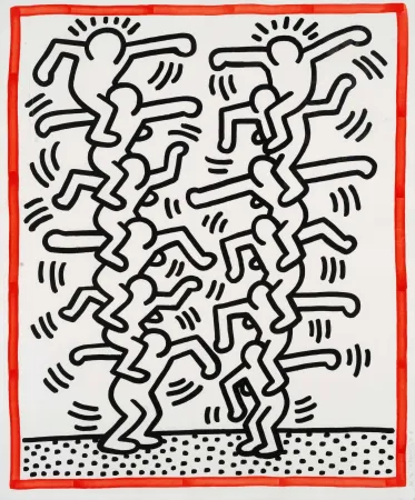 Litografia Haring - Untitled (People ladder)