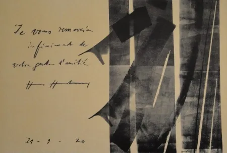 Litografia Hartung - E vous remercie infiniment de votre geste d’amitié