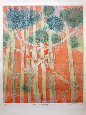 Gravura Hasegawa - Fleur Sauvage/Wild Flower, Hand-signed etching in colors, 1970s