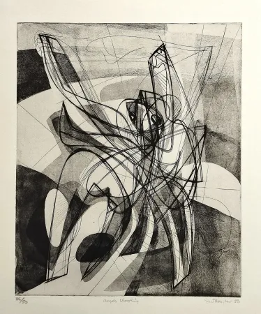 Água-Forte Hayter - Angels wrestling