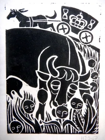 Linogravura Heerup - Grass I