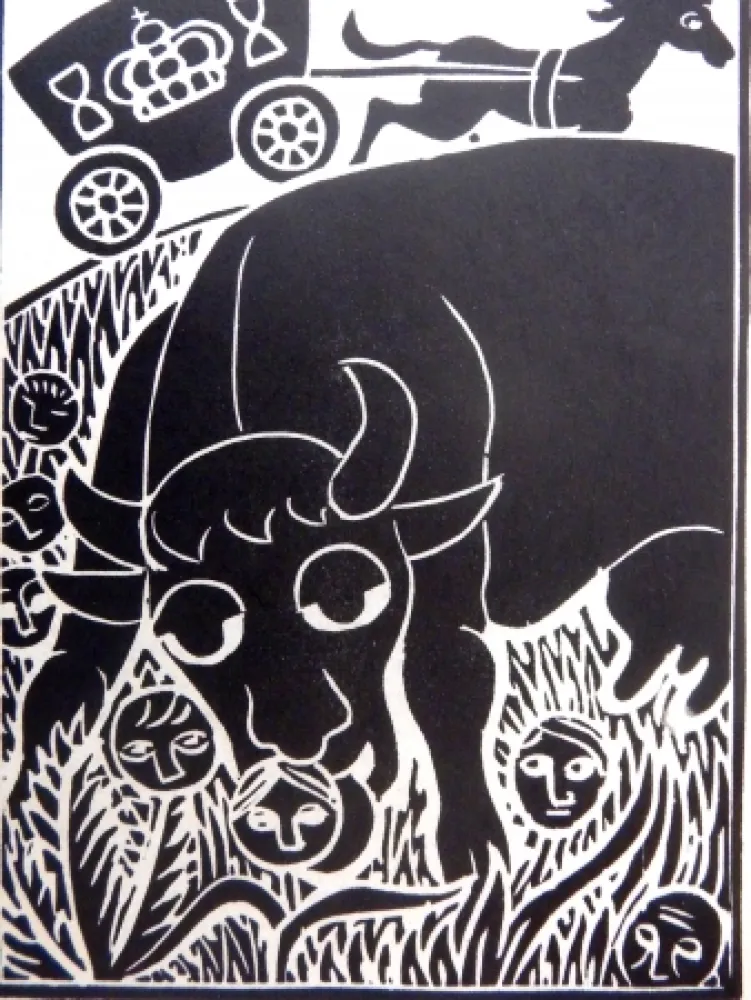 Linogravura Heerup - Grass II