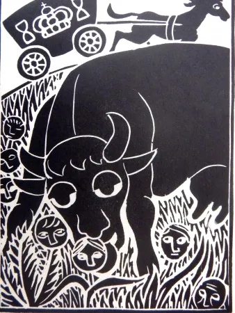 Linogravura Heerup - Grass II