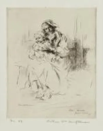 Gravura Heintzelman - Mother and Child, Sion, Suisse
