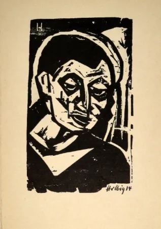 Xilogravura Helbig - Männlicher Kopf