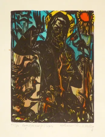 Xilogravura Helbig - Vogelpredigt. 