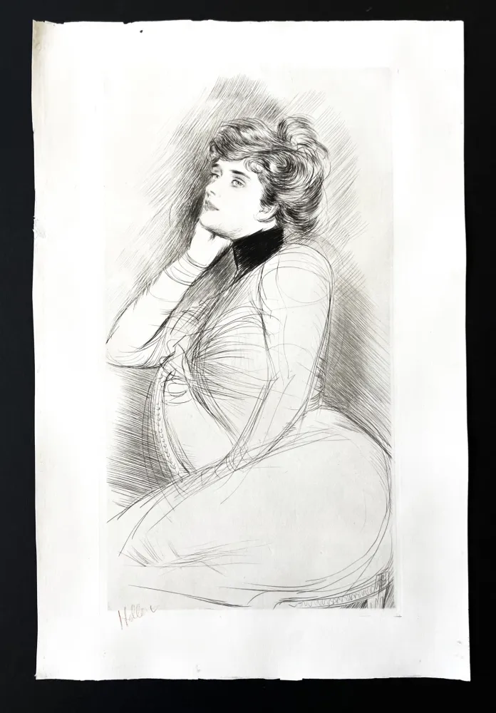 Gravura Helleu - Femme assise de profile