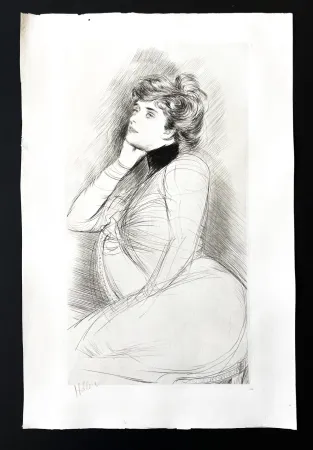 Gravura Helleu - Femme assise de profile