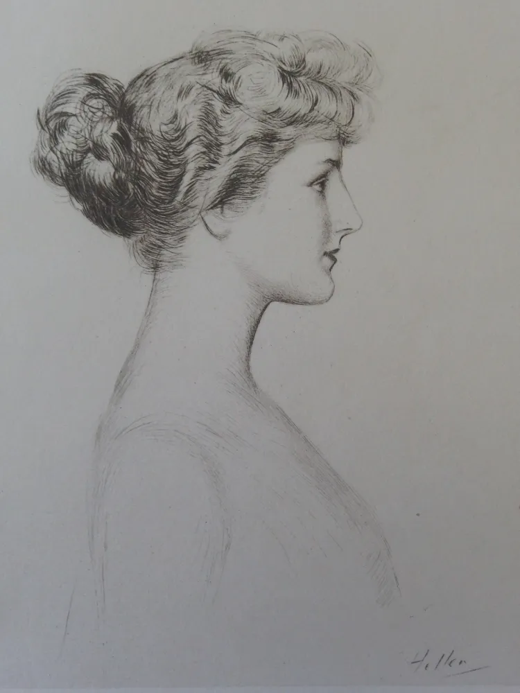 Gravura Helleu - Femme de profil