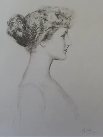 Gravura Helleu - Femme de profil