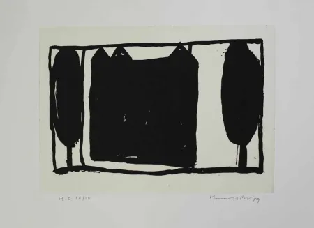 Água-Tinta Hernandez Pijuan - Arbres i casa II