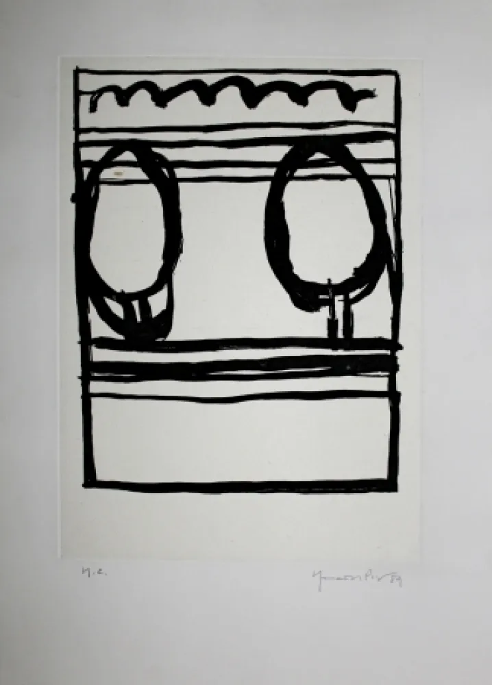 Água-Tinta Hernandez Pijuan - Dos arbres i núvol