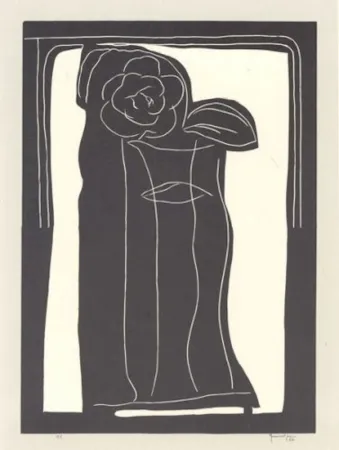 Linogravura Hernandez Pijuan - Gerro amb flors