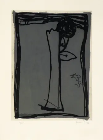 Gravura Hernandez Pijuan - Jarro con rosa