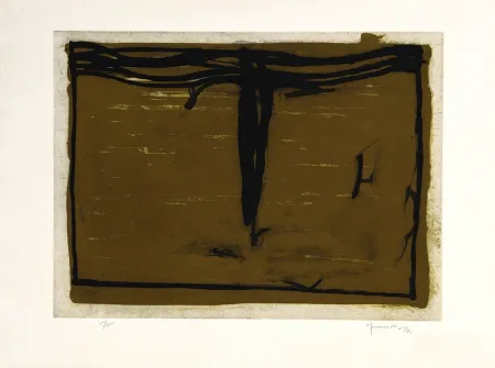 Gravura Hernandez Pijuan - Paisaje con ciprés