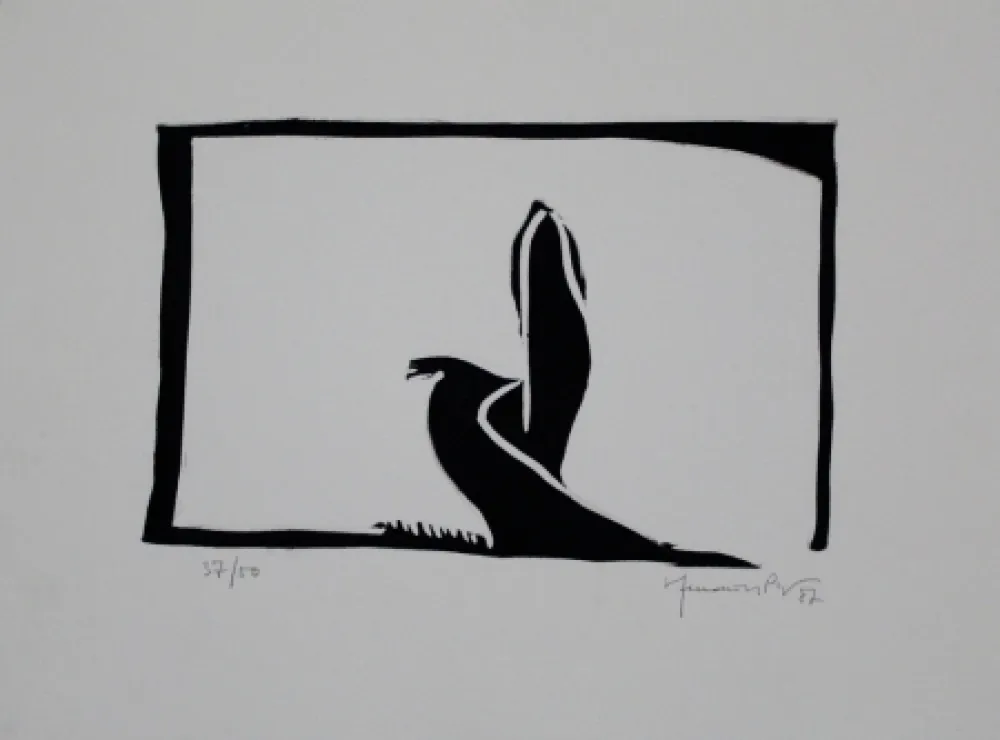 Linogravura Hernandez Pijuan - Paisatge III / Landscape III