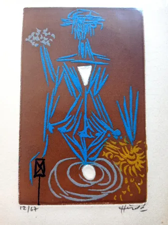 Água-Forte Herold - Portrait, Eau-forte en coeurs signée, 1972 - Hand-signed