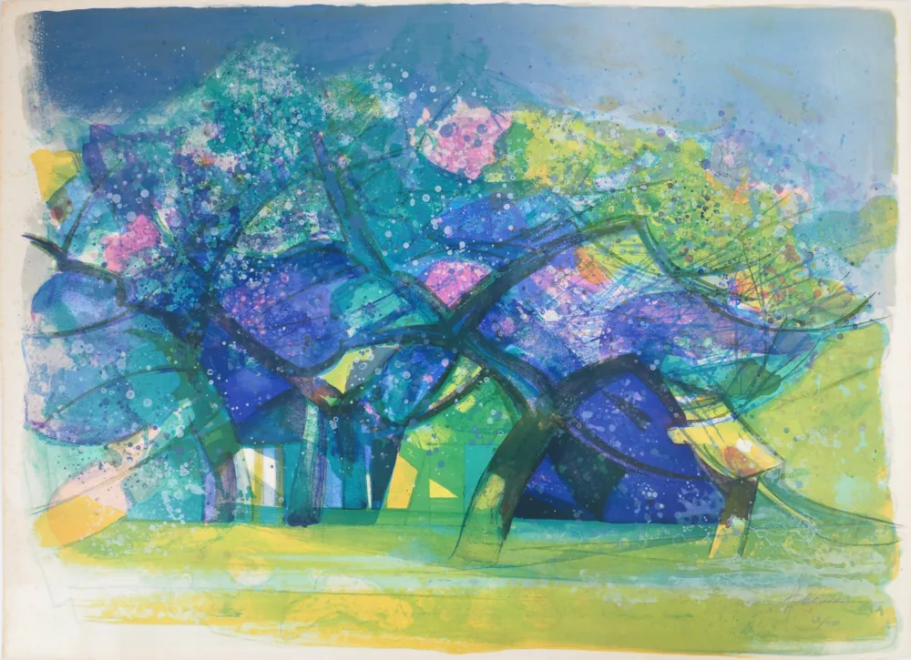 Litografia Hilaire - Normandie, les pommiers en fleur