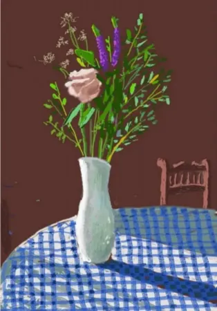 Múltiplo Hockney - 4th February 2021, Flowers in a White Vase with Chair