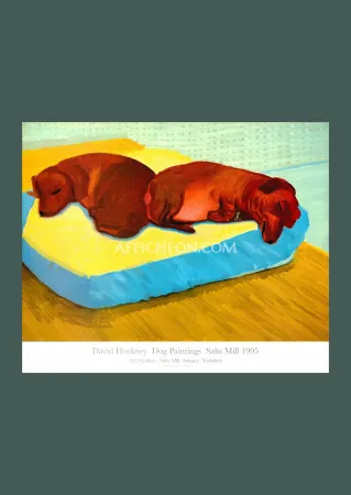 Litografia Hockney - David Hockney: 'Dog Painting 38' 1995 Offset-lithograph