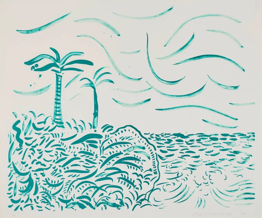 Litografia Hockney - Green Bora Bora