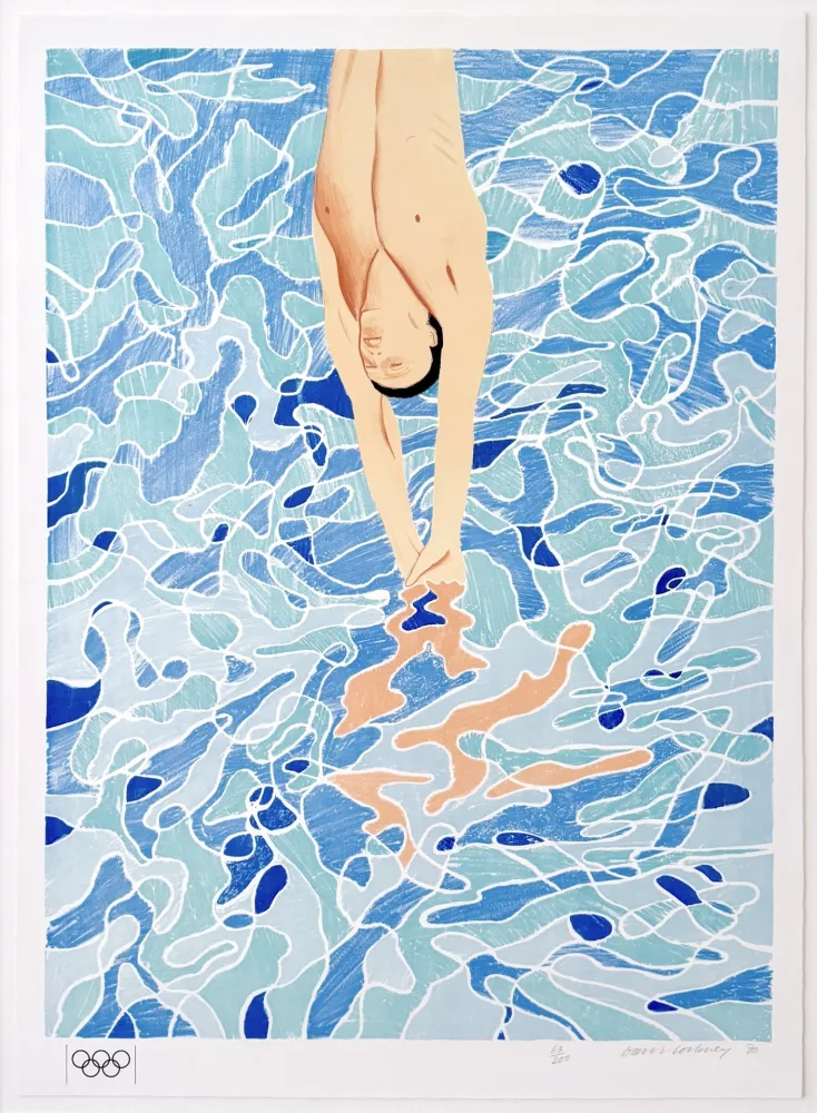 Litografia Hockney - Munich Olympics, Swimmer