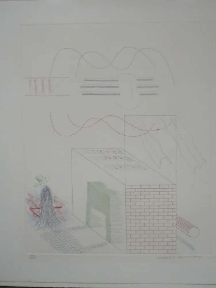 Água-Forte Hockney - The buzzing of the blue guitar (from the blue guitar)